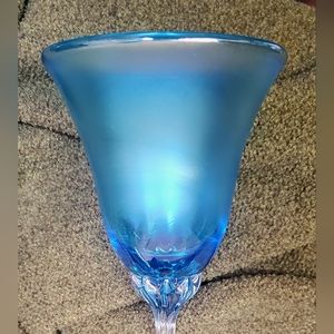 Rick Strini Hand Blown Art Wine Goblets Opalescent stemware (EUC)